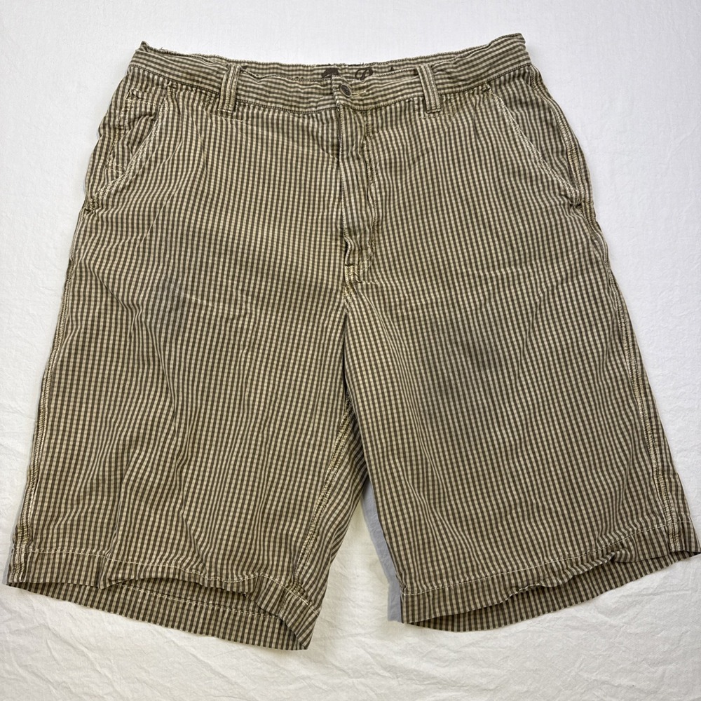 Tommy Bahama Boracay Chino Shorts Mens34 brown microstripe Silk And Cotton Blend